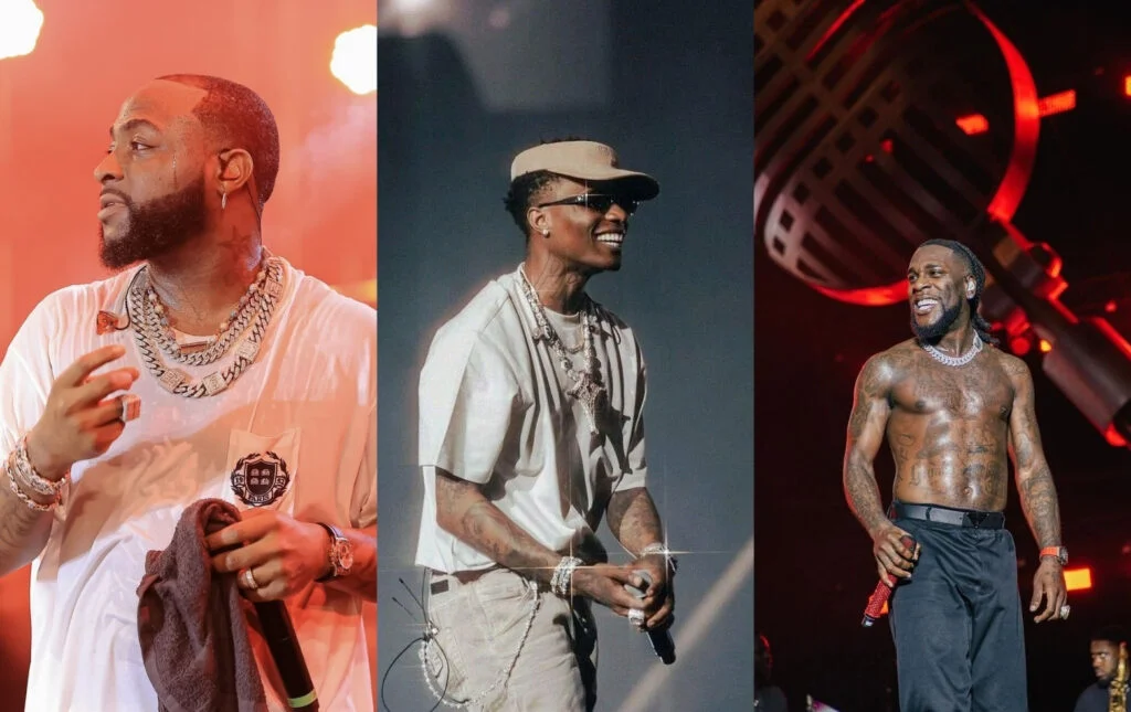 Collage of Davido, Wizkid and Burna Boy